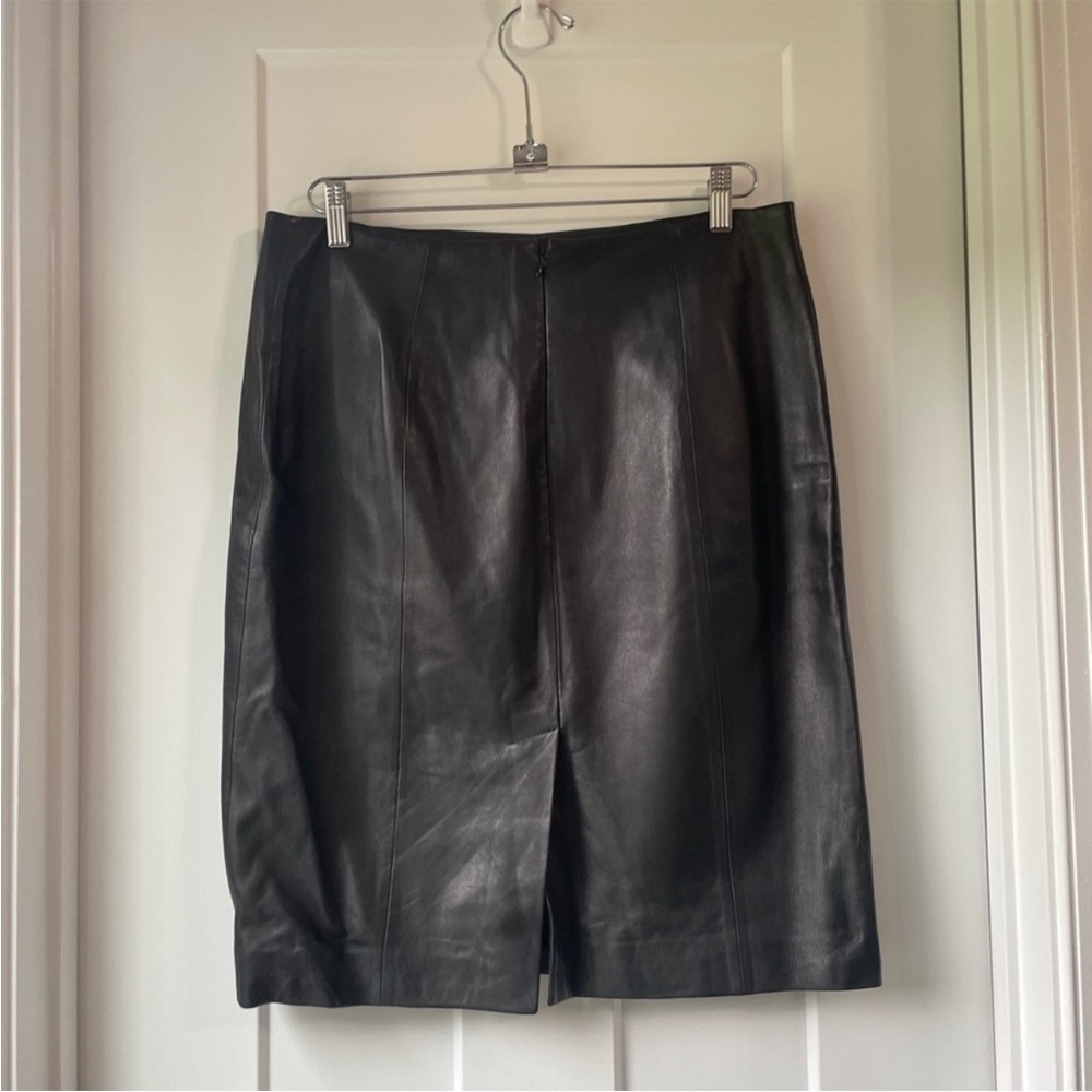 Talbots Black Leather Skirt Size 8 - Picture 3 of 9